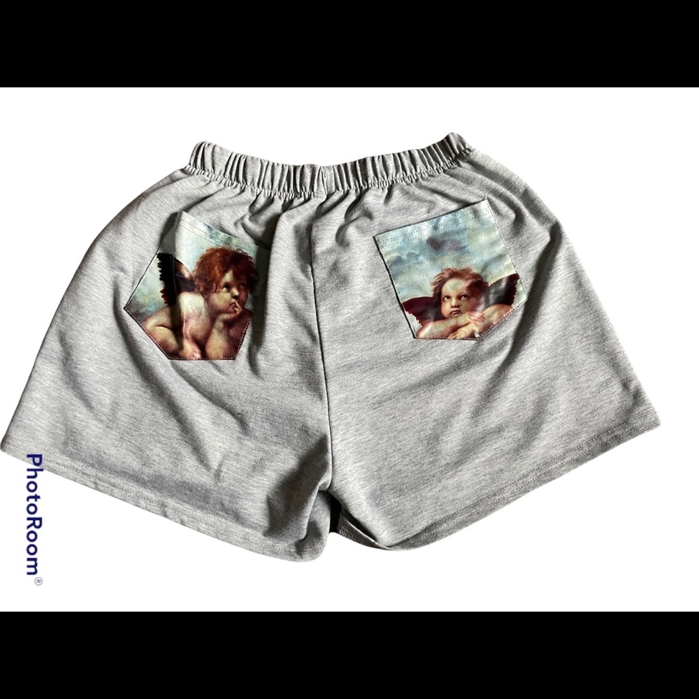 romwe grey angel shorts